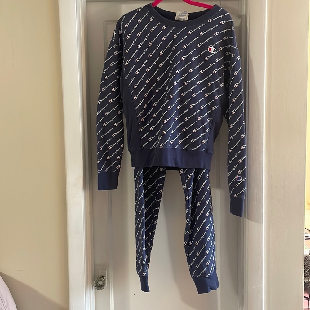 Gently worn Champion Sweatsuit - Navy Blue - Small top and bottom